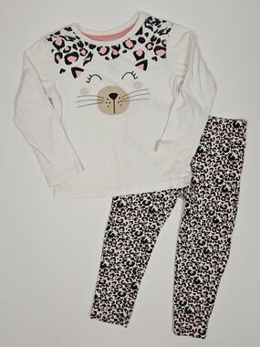 George Girls 2 Piece Cat Leopard Print Pajama Set Size 4T